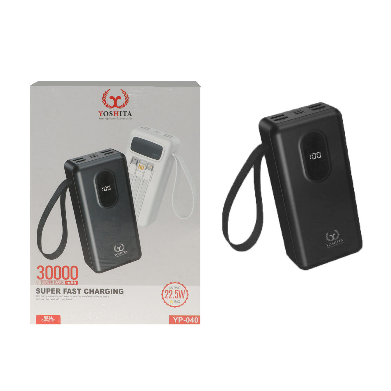 پاوربانک فست Yoshita 30000mAh مدل YP-040 22.5W - مشکی - MMS (گارانتی 6 ماهه YA)